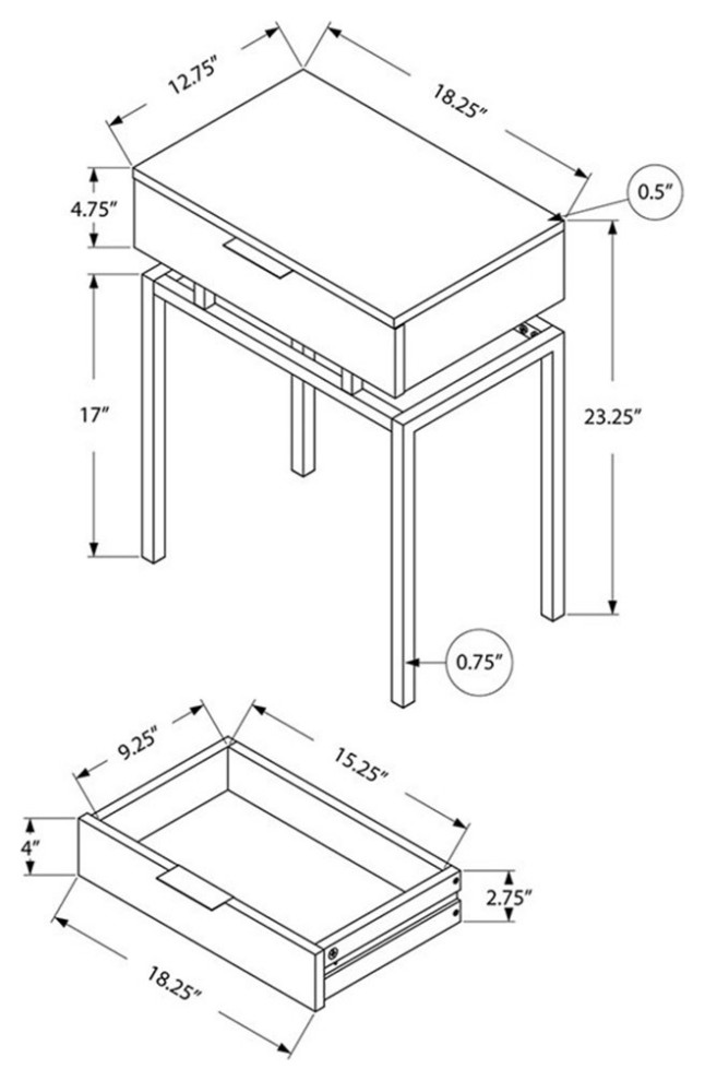 Accent Table Side End Nightstand Lamp Living Room Bedroom Metal Grey   Contemporary   Side Tables And End Tables   by Homesquare  Houzz