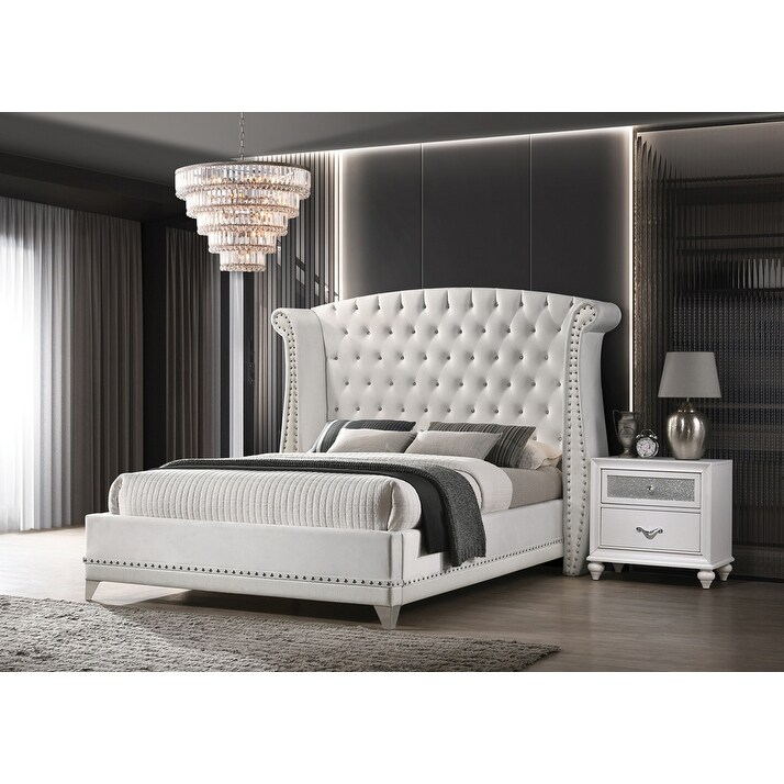 Barzini Upholstered Tufted Bedroom Set  White
