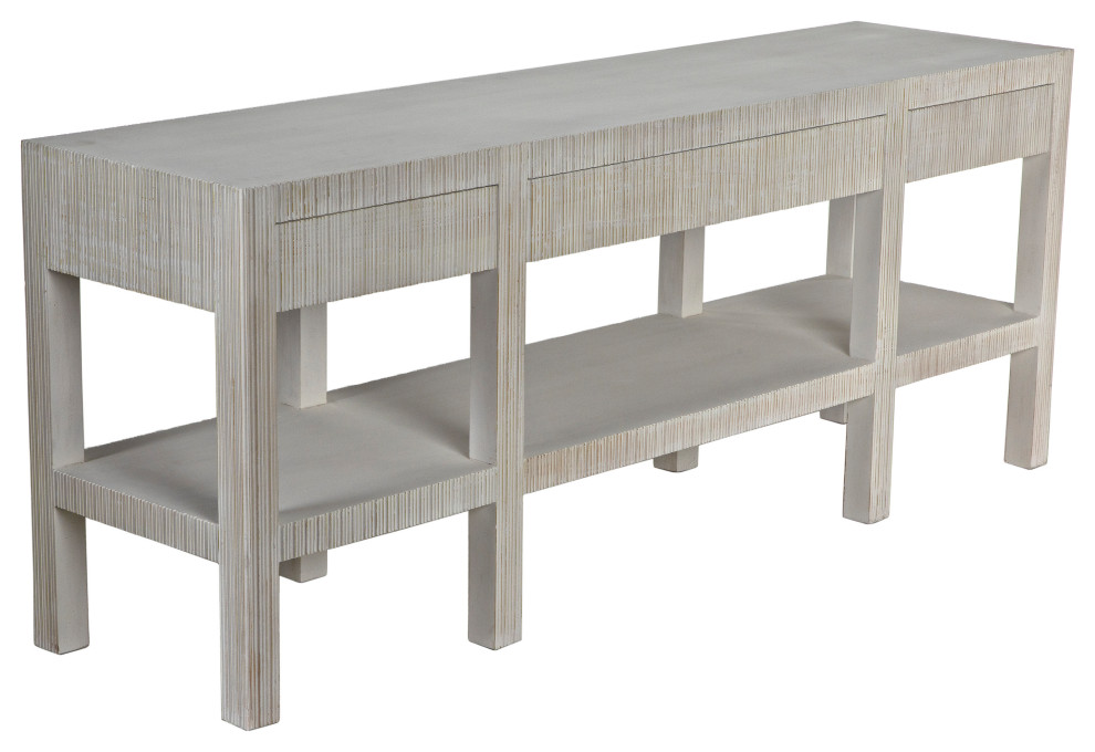 Noir Furniture Veneer Conrad Console Table With White Wash Finish GCON272WH   Farmhouse   Console Tables   by Noir  Houzz