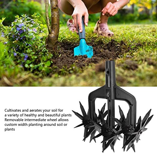 Egebert Garden Rotary Cultivator, Hand Held ABS Plastic Garden Soil Scarifier Tool, Gardening Rotary Tiller Garden Cultivator for Reseeding Grass Soil Mixing