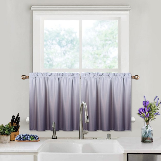 Trinity Ombre Short Room Darkening Blackout Kitchen Curtains For Small Windows