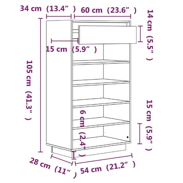 Shoe Cabinet Gray 23.6x13.4x41.3 Solid Wood Pine - - 37072622