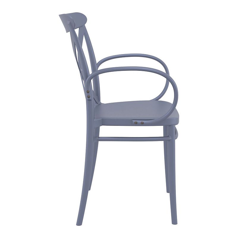 34.25 Gray Cross Stackable Patio XL Dining Armchair