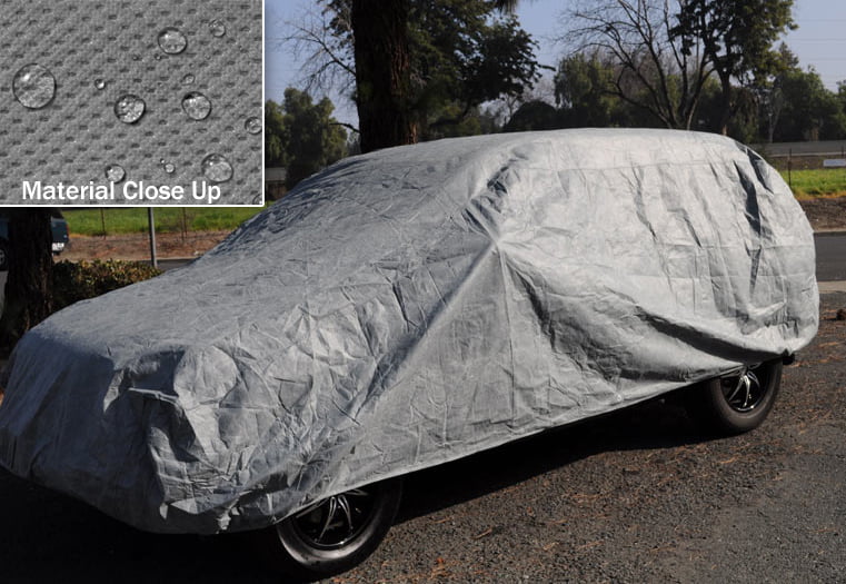 Weatherproof SUV Car Cover For Jeep Compass 2007-2017 - 5L Outdoor and Indoor - Protect From Rain， Snow， Hail， UV Rays， Sun and More - Fleece Lining - Includes Anti-Theft Cable Lock， Bag and Wind Straps