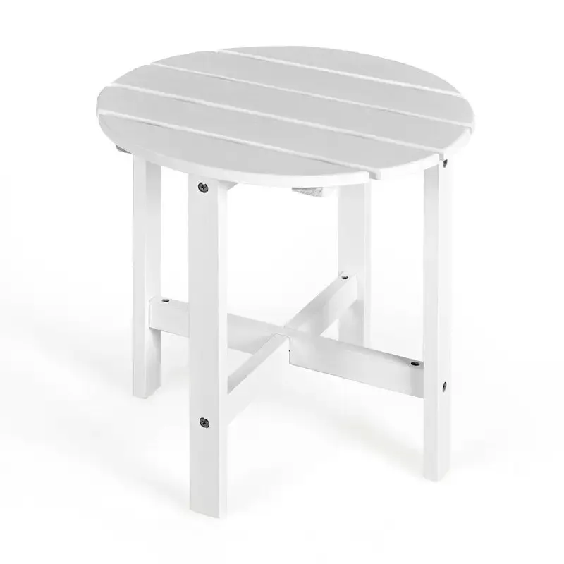 18’’ Outdoor Round Bistro Side Table Wood Slat End Table for Garden