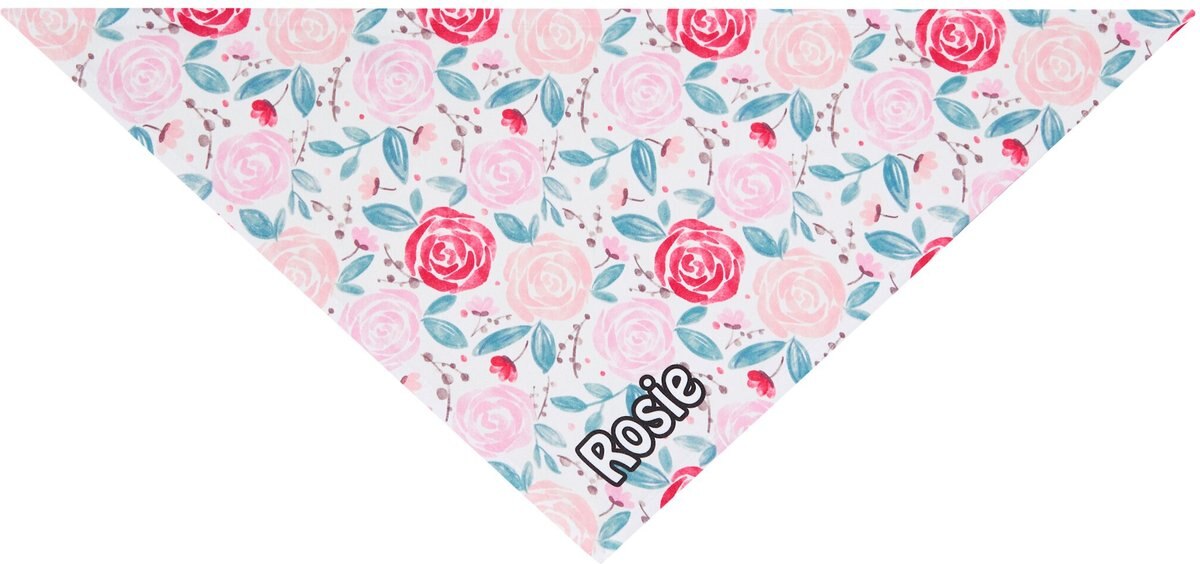 Frisco Watercolor Roses Personalized Dog and Cat Bandana