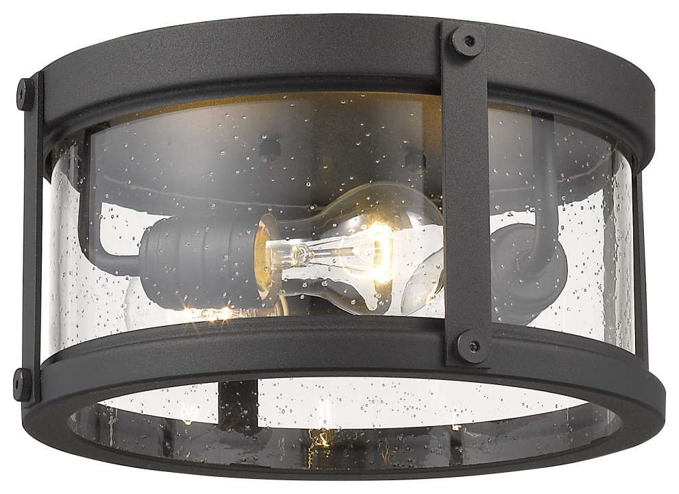 Z Lite 569F BK Roundhouse 3 Light Outdoor Flush Ceiling Mount Fixture in Black   Transitional   Outdoor Flush mount Ceiling Lighting   by Buildcom  Houzz