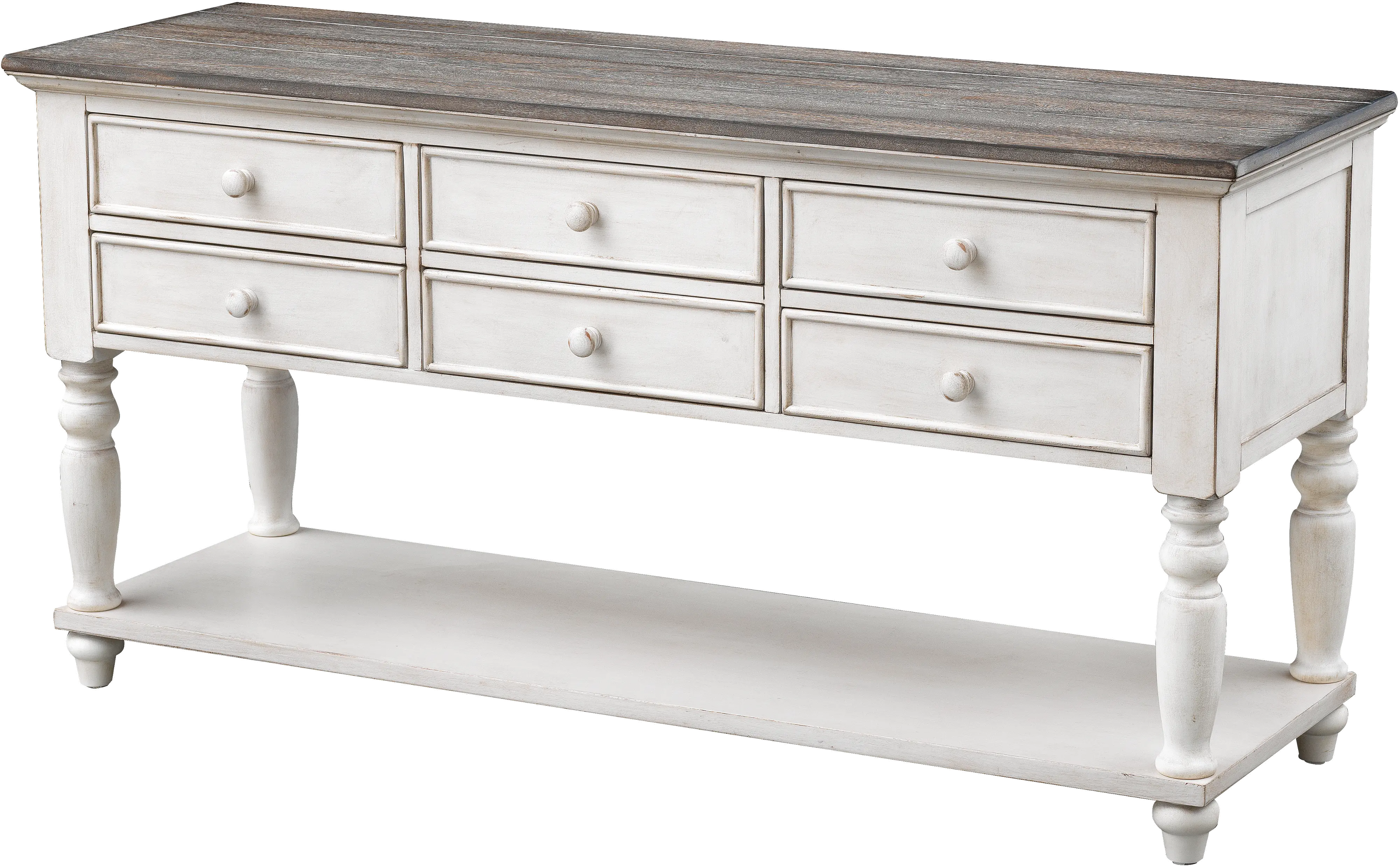 Bar Harbor Cream Six Drawer Console Table