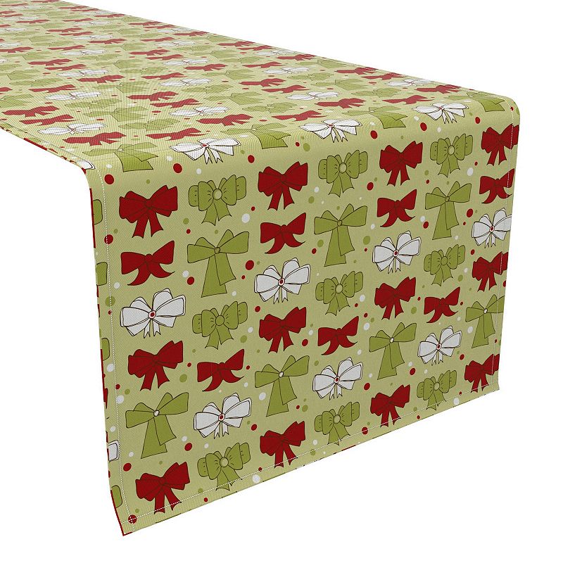 Table Runner， 100% Cotton， 16x72， Christmas Bows