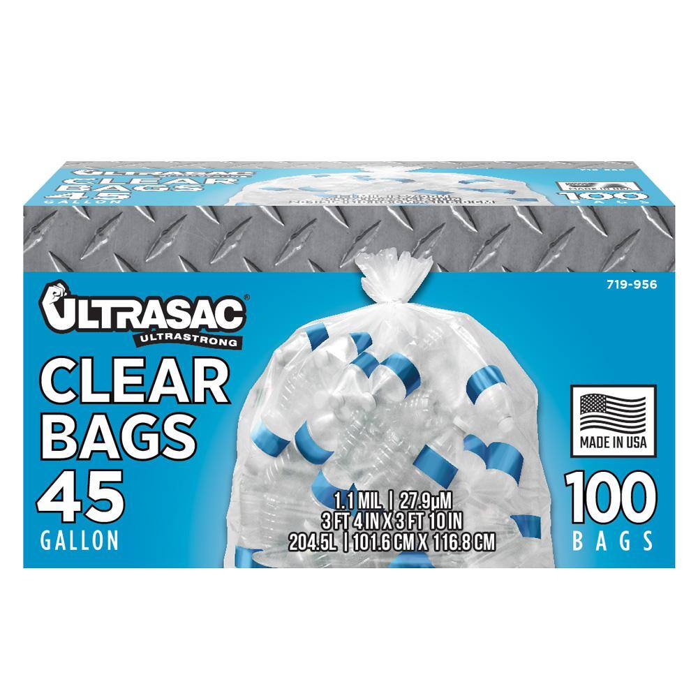 Ultrasac 45-Gal. Clear RecyclingHeavy Duty Trash Bags (100-Count) HMD 719956