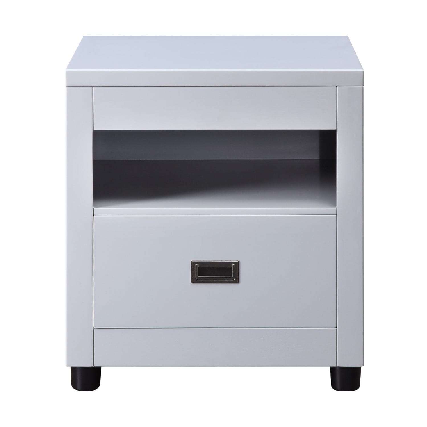 One Drawer Wooden End Table in Dove Gray Finish