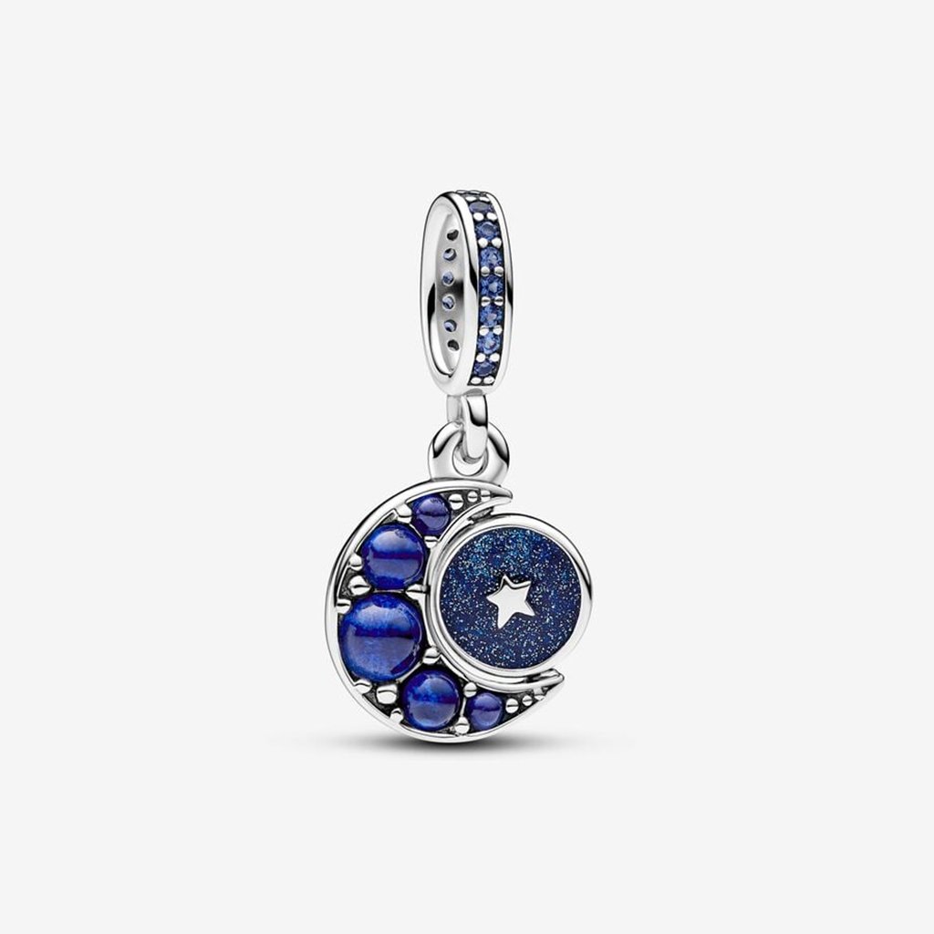 PANDORA  Sparkling Moon Spinning Dangle Charm