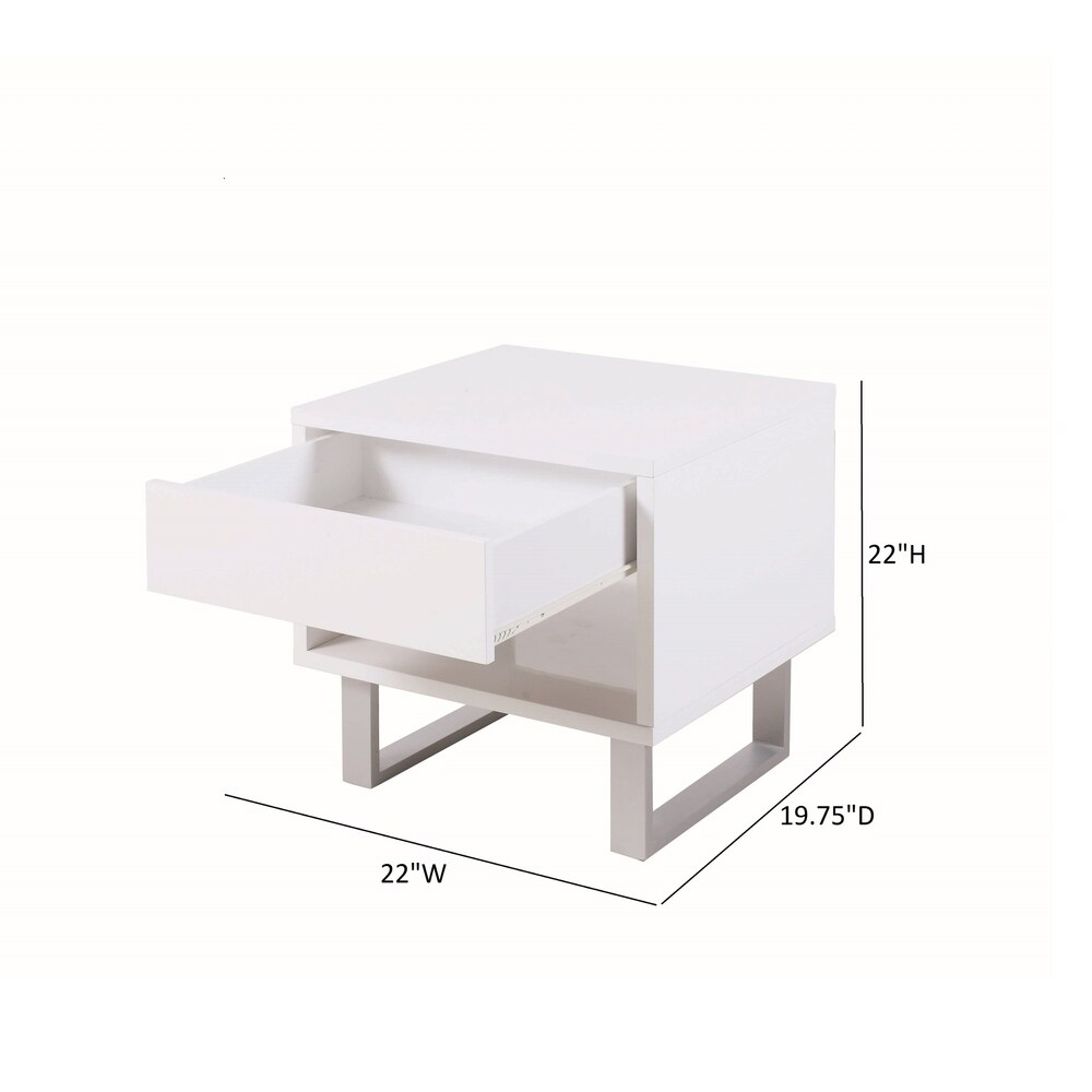 Coaster Furniture Atchison High Glossy White 1 drawer End Table