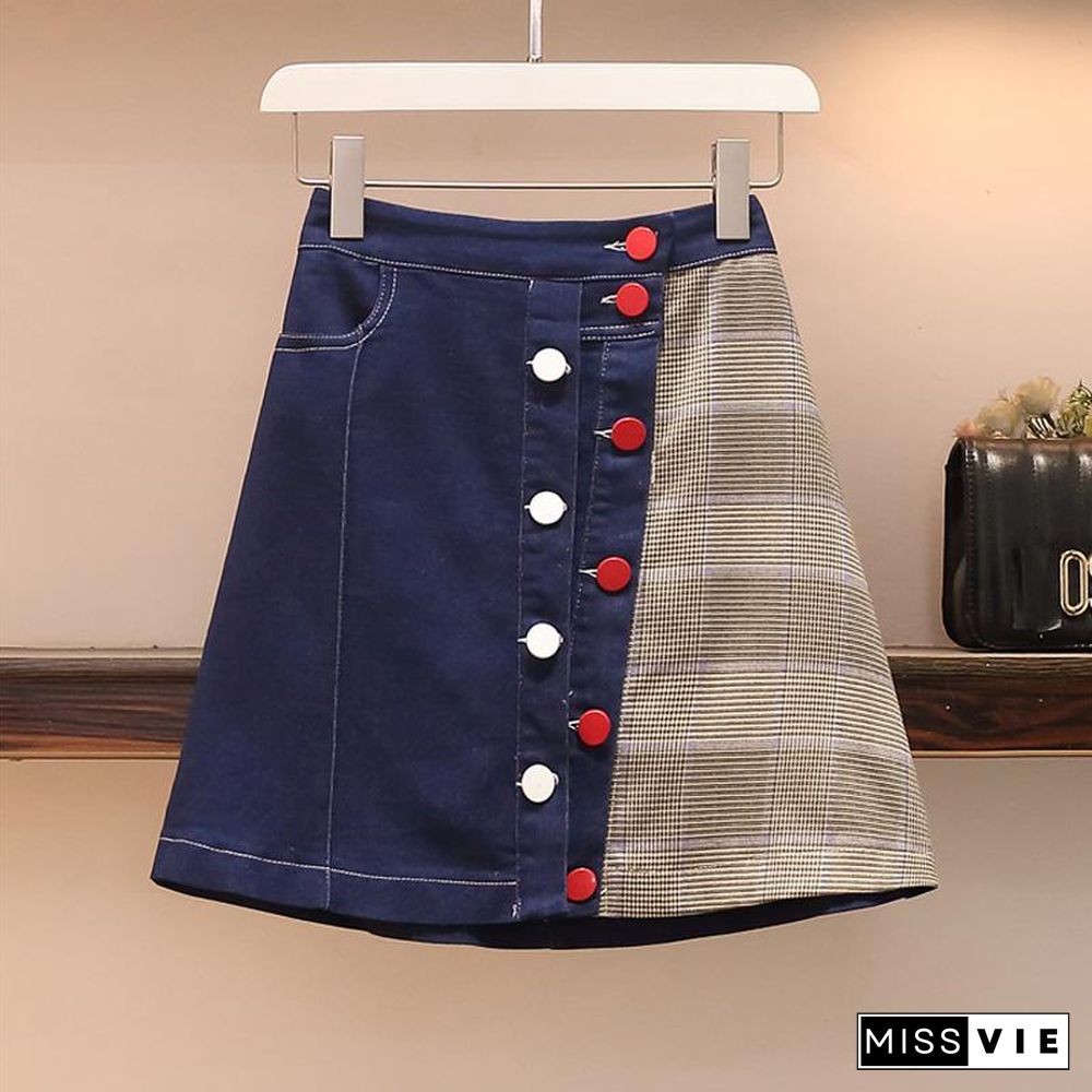 Cute Cartoon T-shirt +Denim Skirt P11150