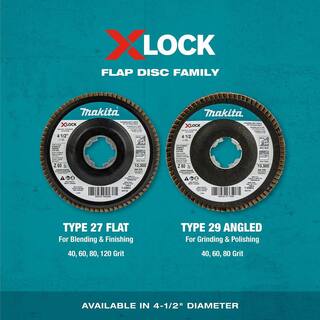 Makita X-LOCK 4‑12 in. 40 Grit Type 29 Angled Grinding and Polishing Flap Disc X-LOCK and All 78 in. Arbor Grinders (3-Pack) T-03894-3