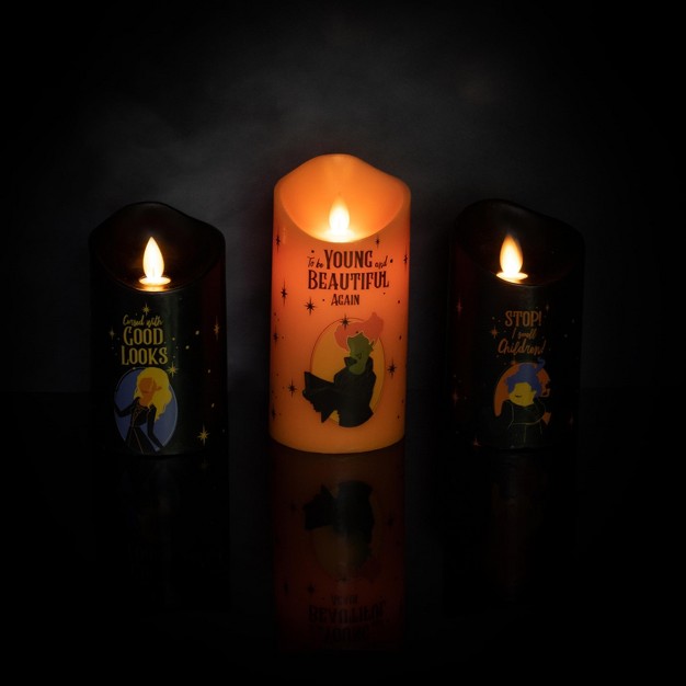 Ukonic Disney Hocus Pocus Led Flickering Flameless Candles With Timers Set Of 3