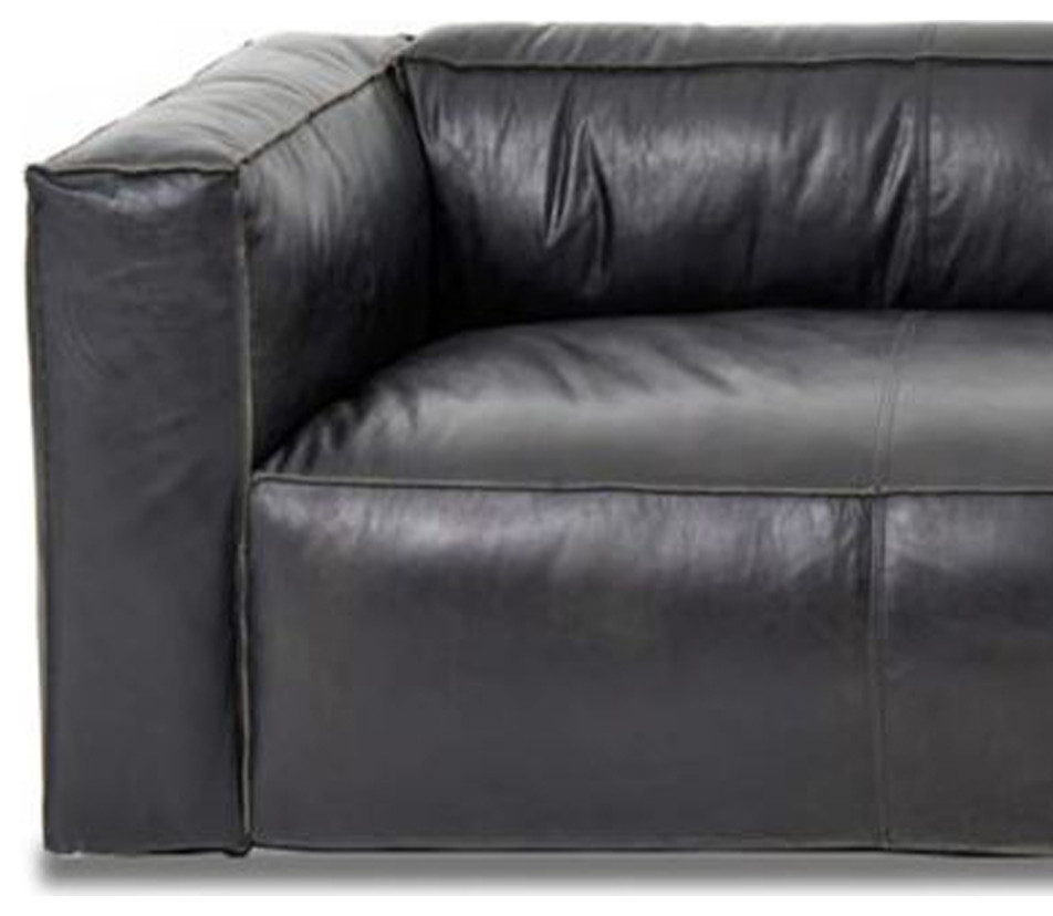 Cooper Leather Sofa  Black   Contemporary   Sofas   by Primitive Collections  Houzz