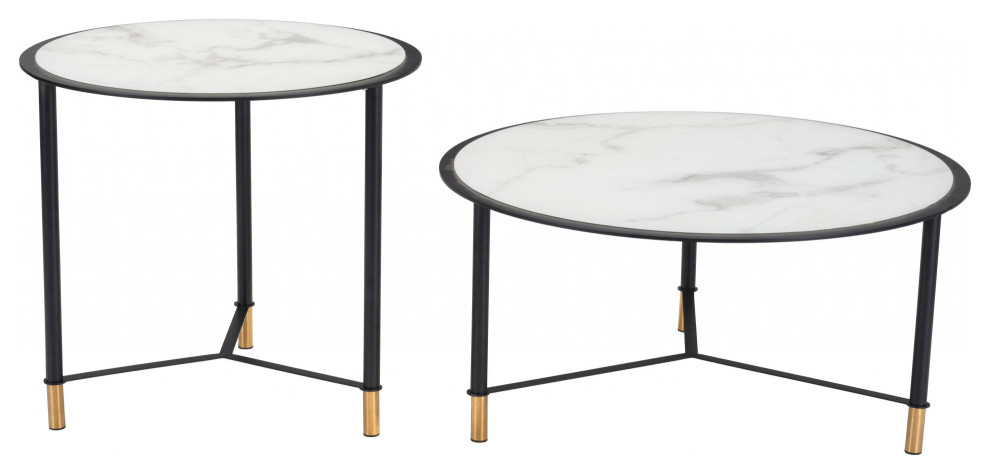 Set of 2 Davis Coffee Tables Black and White   Contemporary   Coffee Table Sets   by Global Discount Store LLC  Houzz