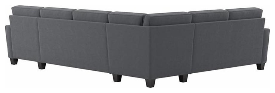 Stockton 128W U Shaped Sectional with Reversible Chaise in Dark Gray Microsuede   Transitional   Sectional Sofas   by Homesquare  Houzz