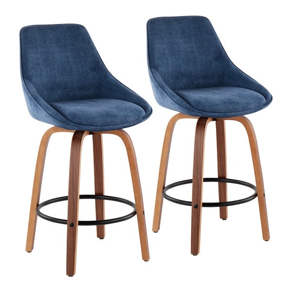 Carson Carrington Alba Corduroy Counter Stool with Black Round Footrest (Set of 2)