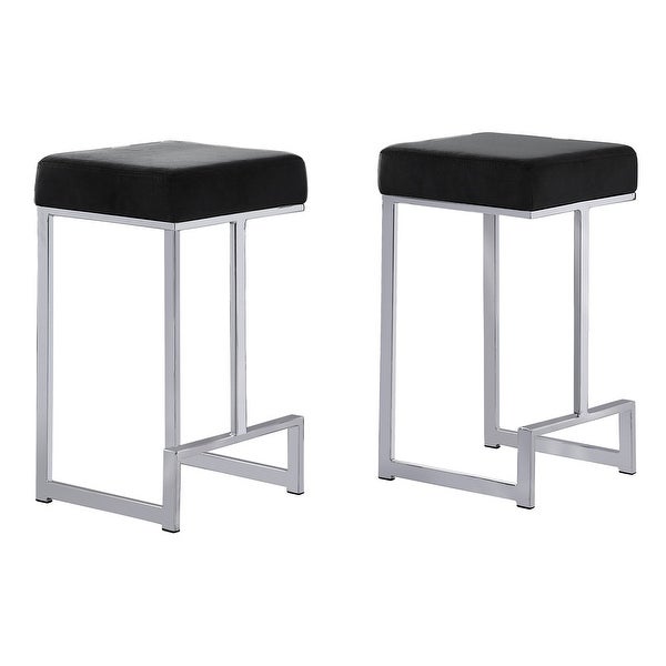 Best Master Furniture Velvet Silver Counter Height Stool (Set of 2)