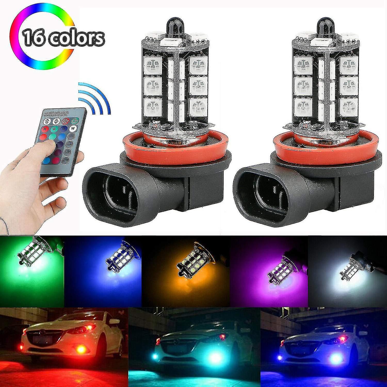 Hmwy-rgb Car Led Fog Light Bulbs + Remote Control