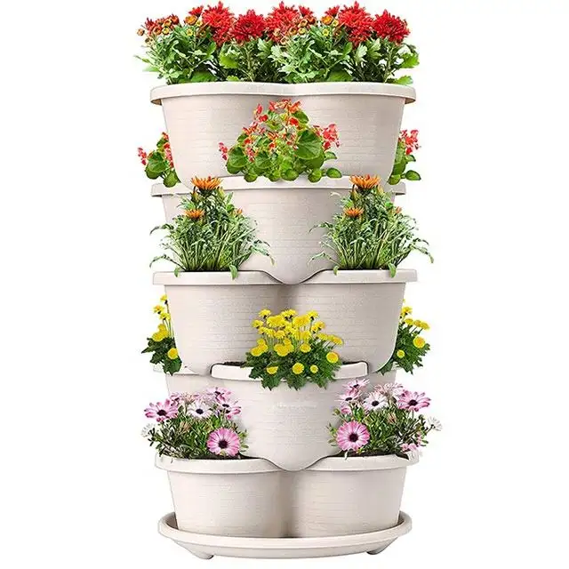 DIY 5 Tiers Vertical Planters Butterfly Shape Plastic Garden Colorful Stackable Plastic Flower Pots for Seedlings