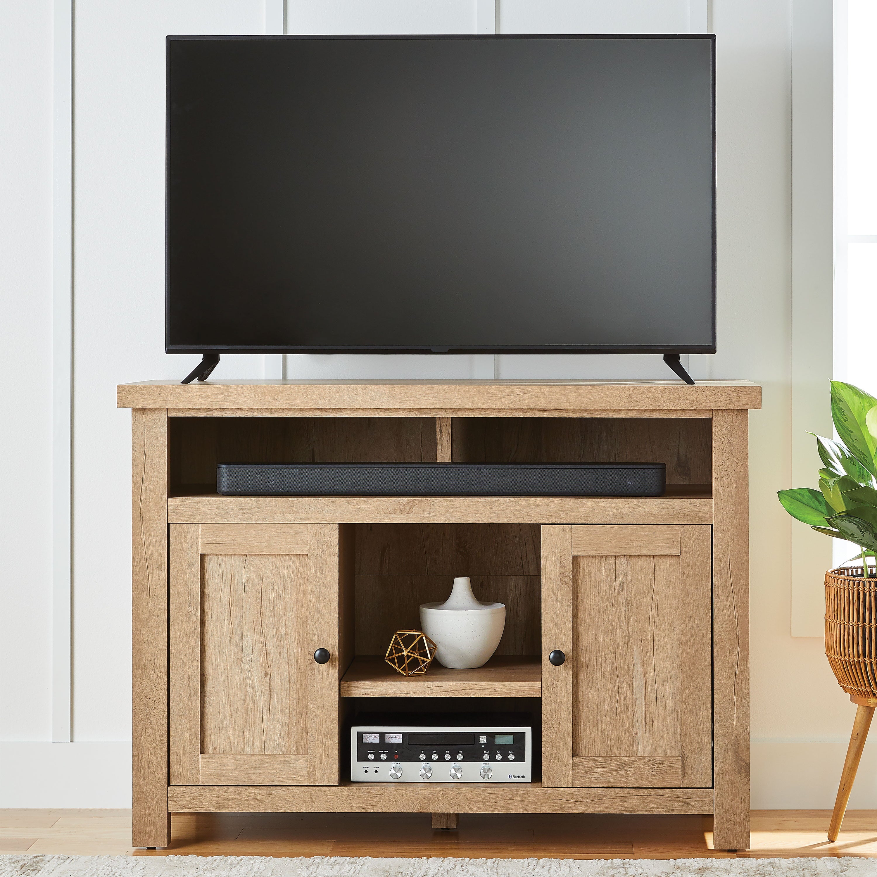 Better Homes & Gardens Wheaton Media Console for TVs ip to 60, Natural Oak