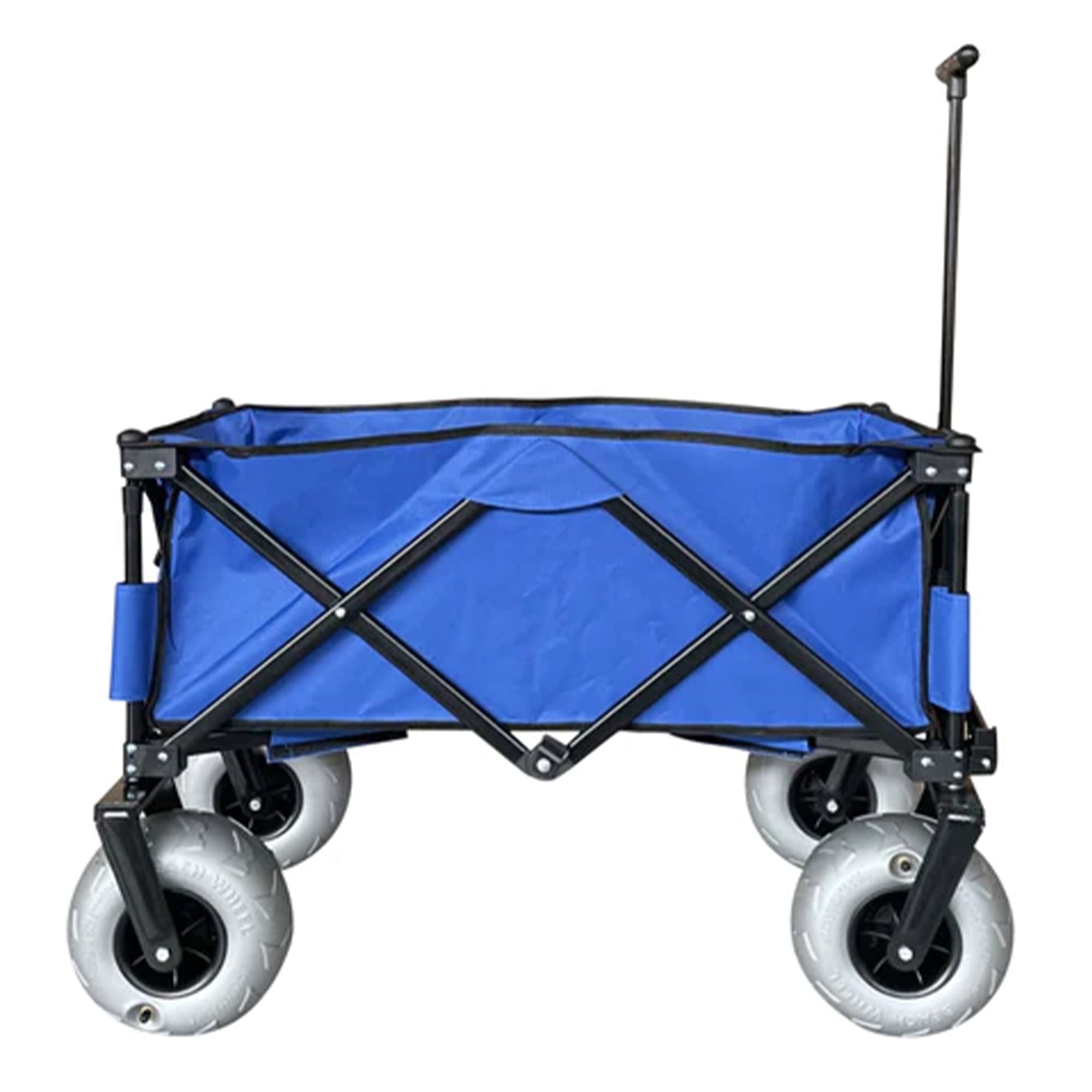 Juggernaut Carts Plastic Folding Beach Utility Wagon with Cover Bag, Blue