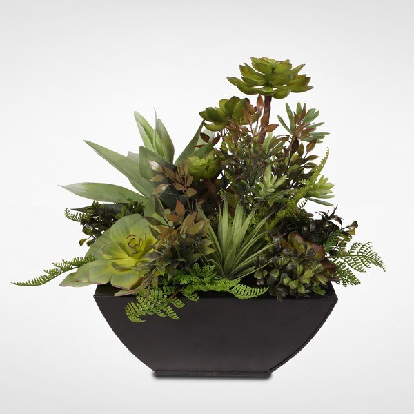 Artificial Succulent Arrangement in a Metal Container