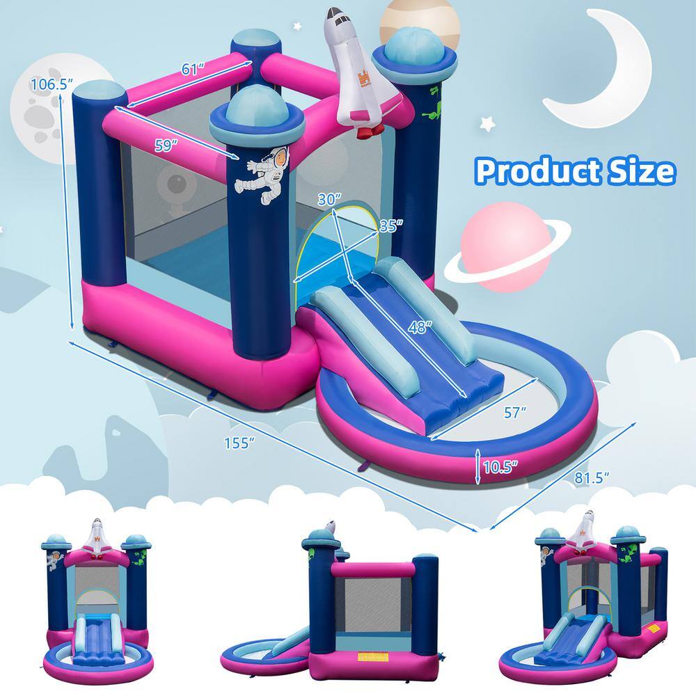 Costway Inflatable Space-themed Bounce House Kids 3-in-1 Bounce Castle with 750-Watt Blower NP10673+ES10151US