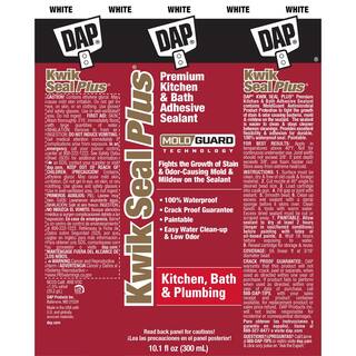 DAP Kwik Seal Plus 10.1 oz. White Premium Kitchen and Bath Siliconized Caulk (12-Pack) 7079818510