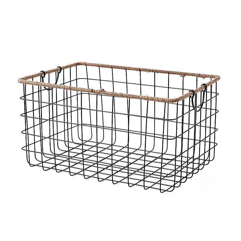 Saddle River Black Rectangular Grid Wire Baskets 3-pc. Set