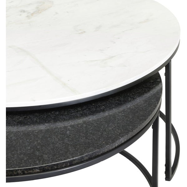 Primrose Round Nesting Coffee Tables with Genuine Marble Tops - 18