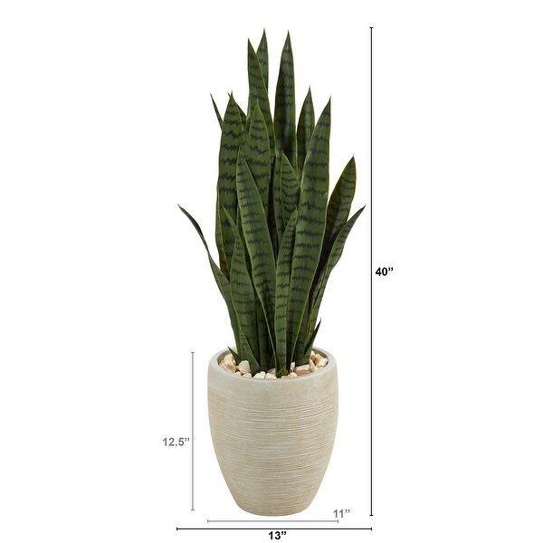 40 Sansevieria Artificial Plant in Sand Colored Planter