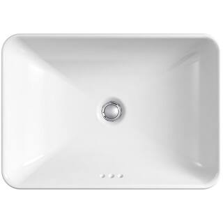 KOHLER Vox Rectangle Vitreous China Vessel Sink in White with Overflow Drain K-5373-0