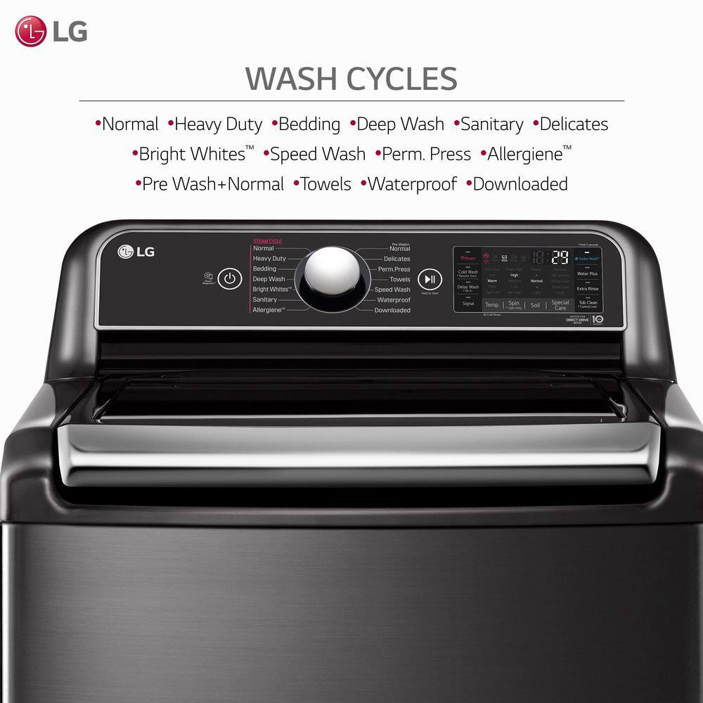 LG 5.5 Cu. Ft. SMART Top Load Washer in Black Steel with Impeller NeveRust Drum and TurboWash3D Technlogy WT7900HBA