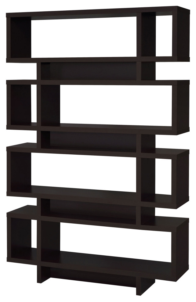 Reid 4 tier Open Back Bookcase Cappuccino   Modern   Bookcases   by Modon  Houzz