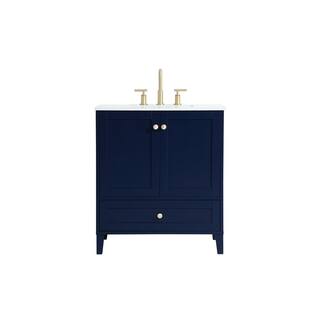 Timeless Home 30 in. W x 19 in. D x 34 in. H Single Bathroom Vanity in Blue with Calacatta Quartz TH36030Blue