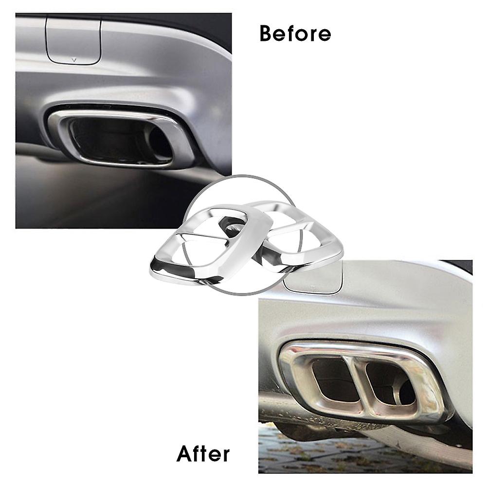2pcs Stainless Steel Tail Exhaust Pipe Output Cover Trim For Mercedes Benz Gla Class X156 14-18