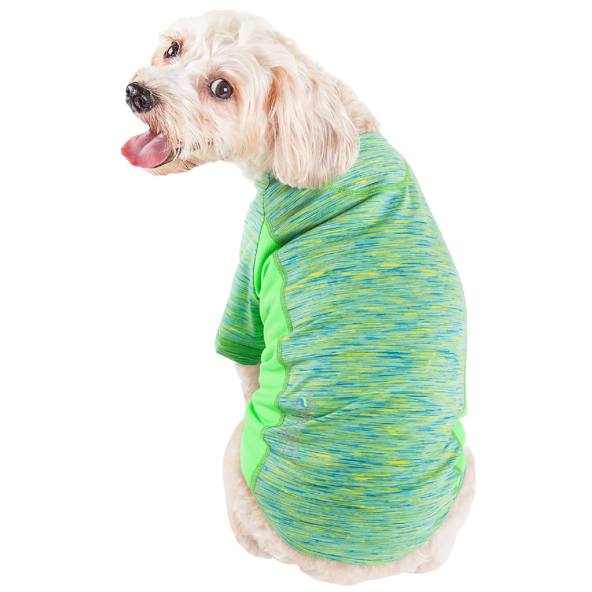 Pet Life Green Active Warf Speed Heathered Ultra-Stretch Sporty Performance Dog T-Shirt， X-Small