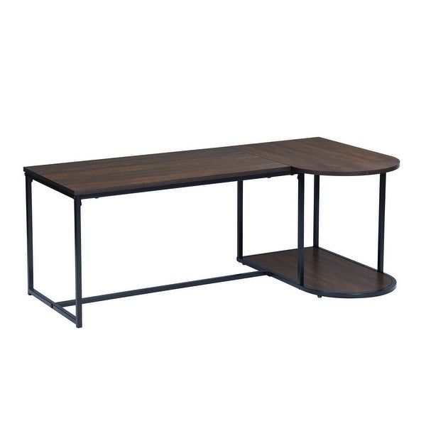 Homylin Upasana 47.2 in. Dark Brown L Shape Manufactured Wood Coffee Table