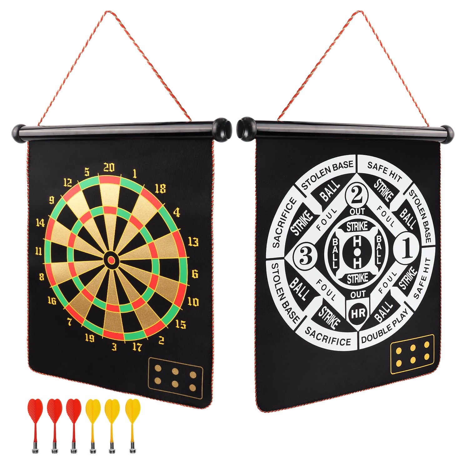 GSE Games & Sports Expert 2-in-1 Wall-Mounted Magnetic Baseball and Dartboards Game Set