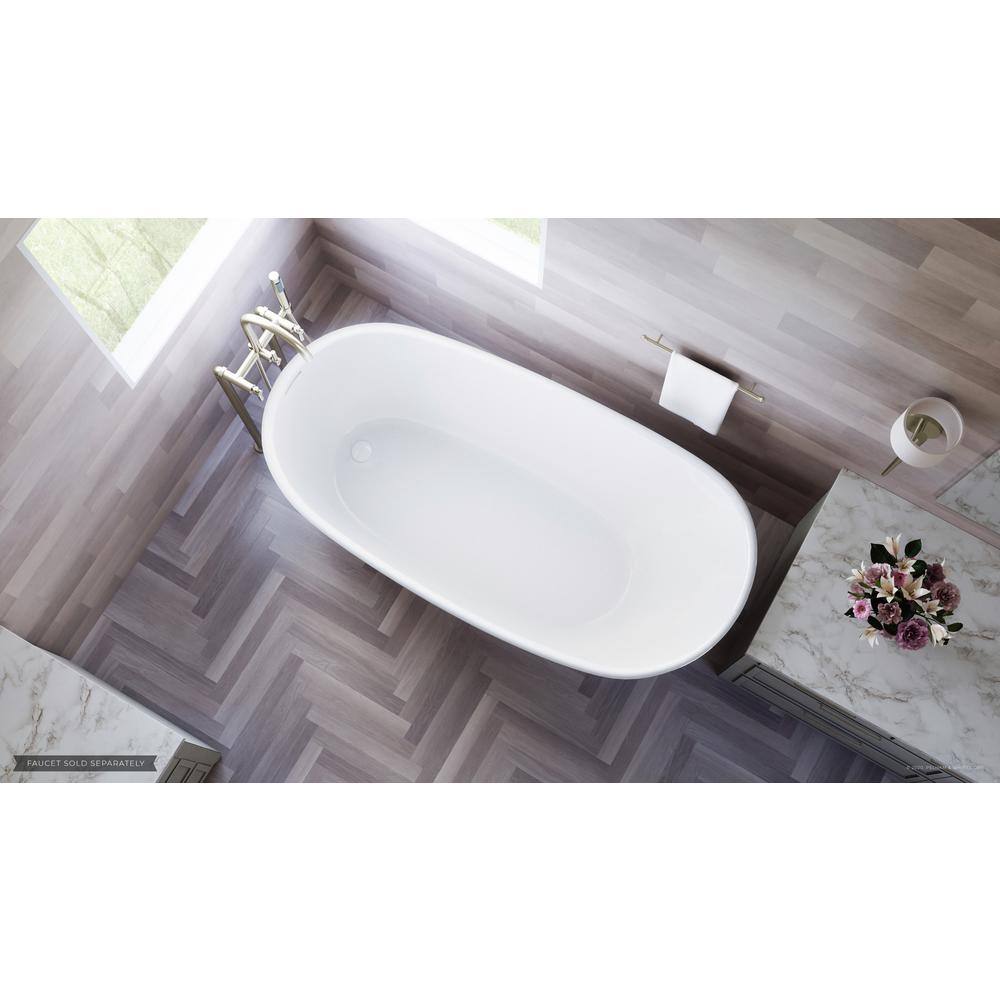 PELHAM  WHITE W-I-D-E Series Wakefield 60 in. Acrylic Slipper Freestanding Tub in White Drain in white PW82084-W