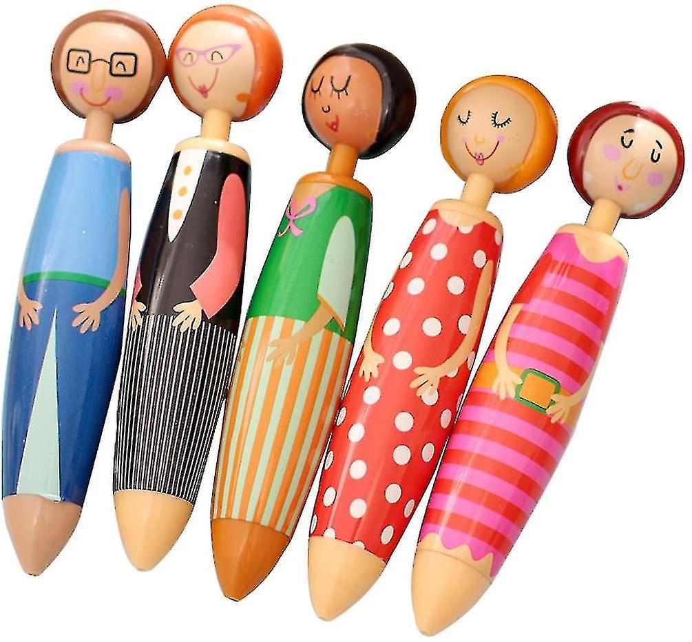 Novelty Girl Doll Design Ballpoint Pen， Cute Creative Stationery And Office Supplies Set Of 5 Pcs