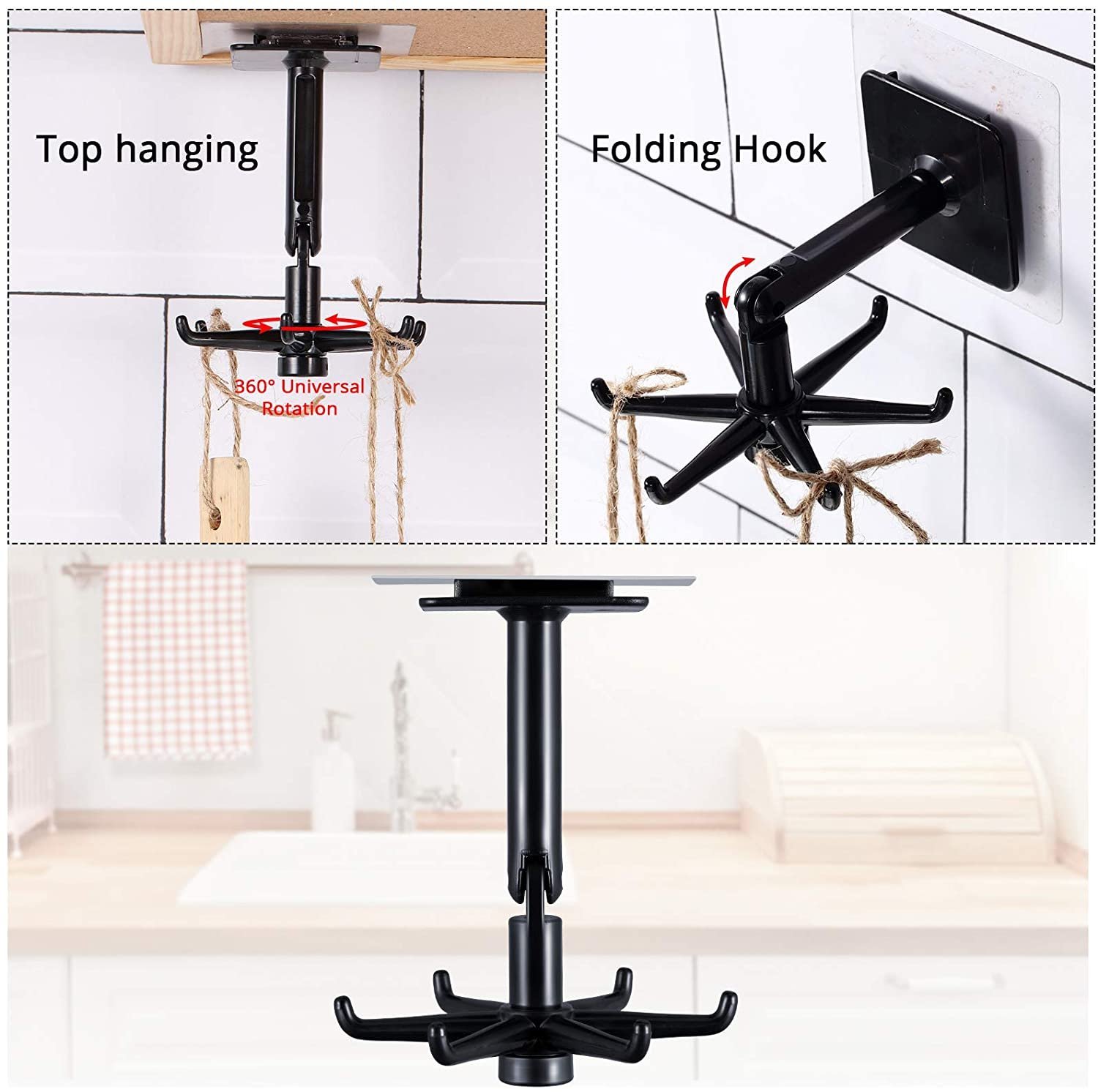 [2022 Best Kitchen Helper]360°Rotating Self-Adhesive Utility Hook