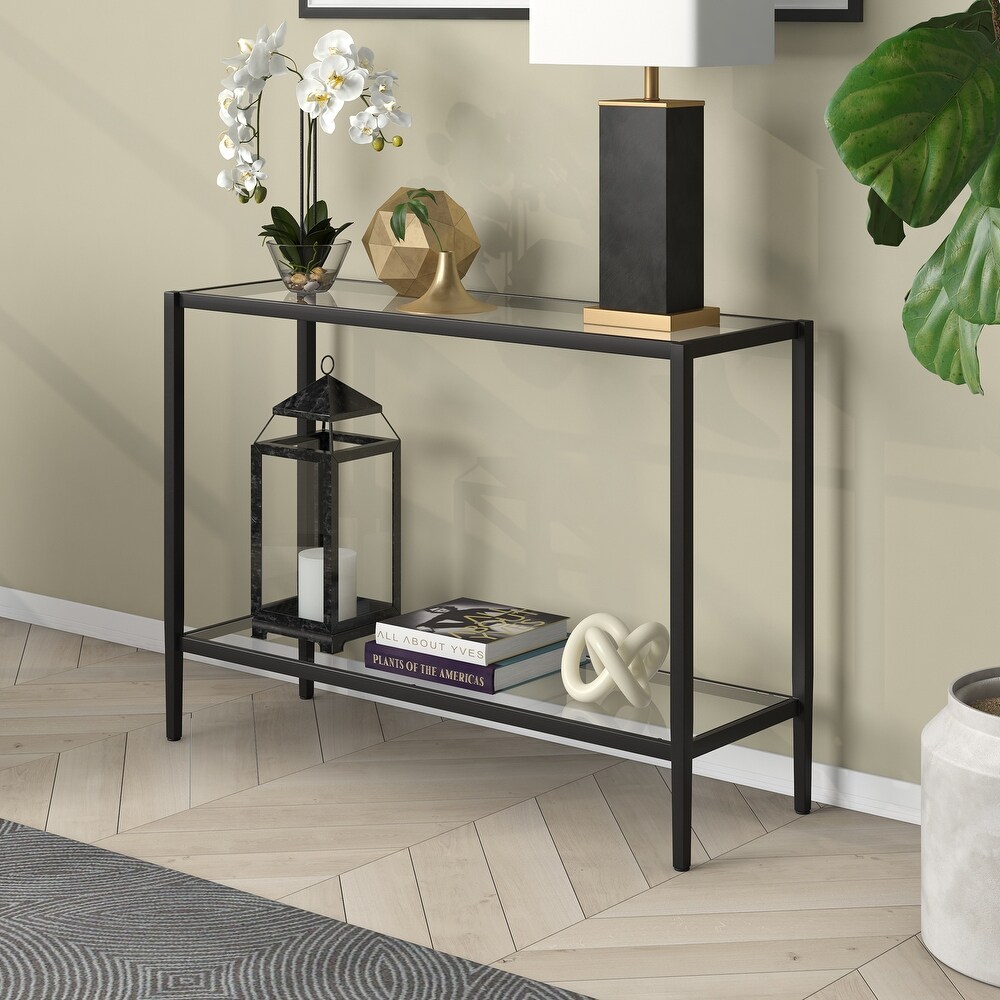 Hera 42'' Wide Rectangular Console Table with Clear Shelf   42\