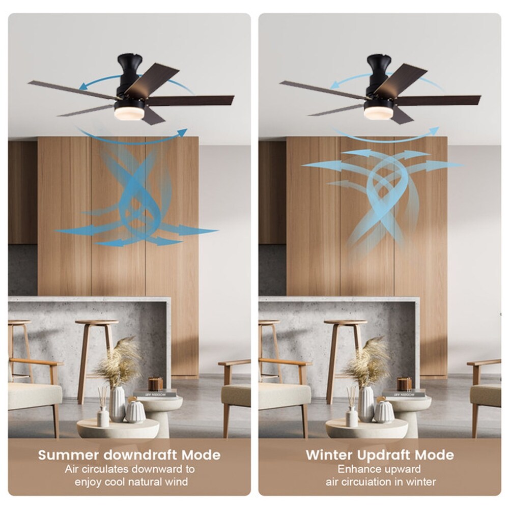 44'' Contemporary Wooden Reversible LED Ceiling Fan with Remote