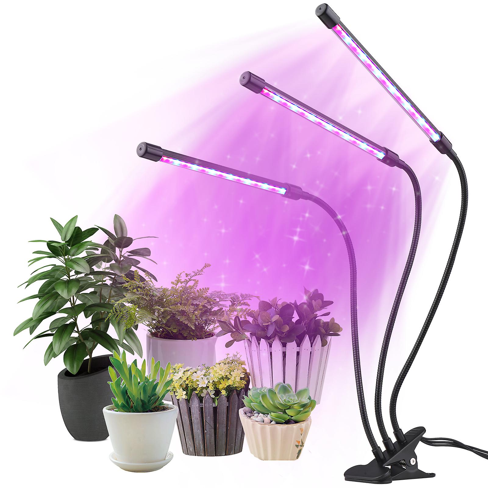 Black Grow Light For Indoor Plants 63 Leds Plant Growing Light 10 Dimmable Levels 3/9/12h Timer 3 Lighting Modes Compact Triple Heads Growth Lamp For