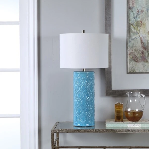 Sky Blue Ceramic 1-light Table Lamp